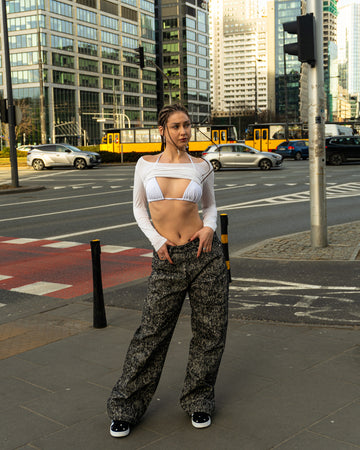 Pants Baggy Fit Design Black ALIEN JEAN