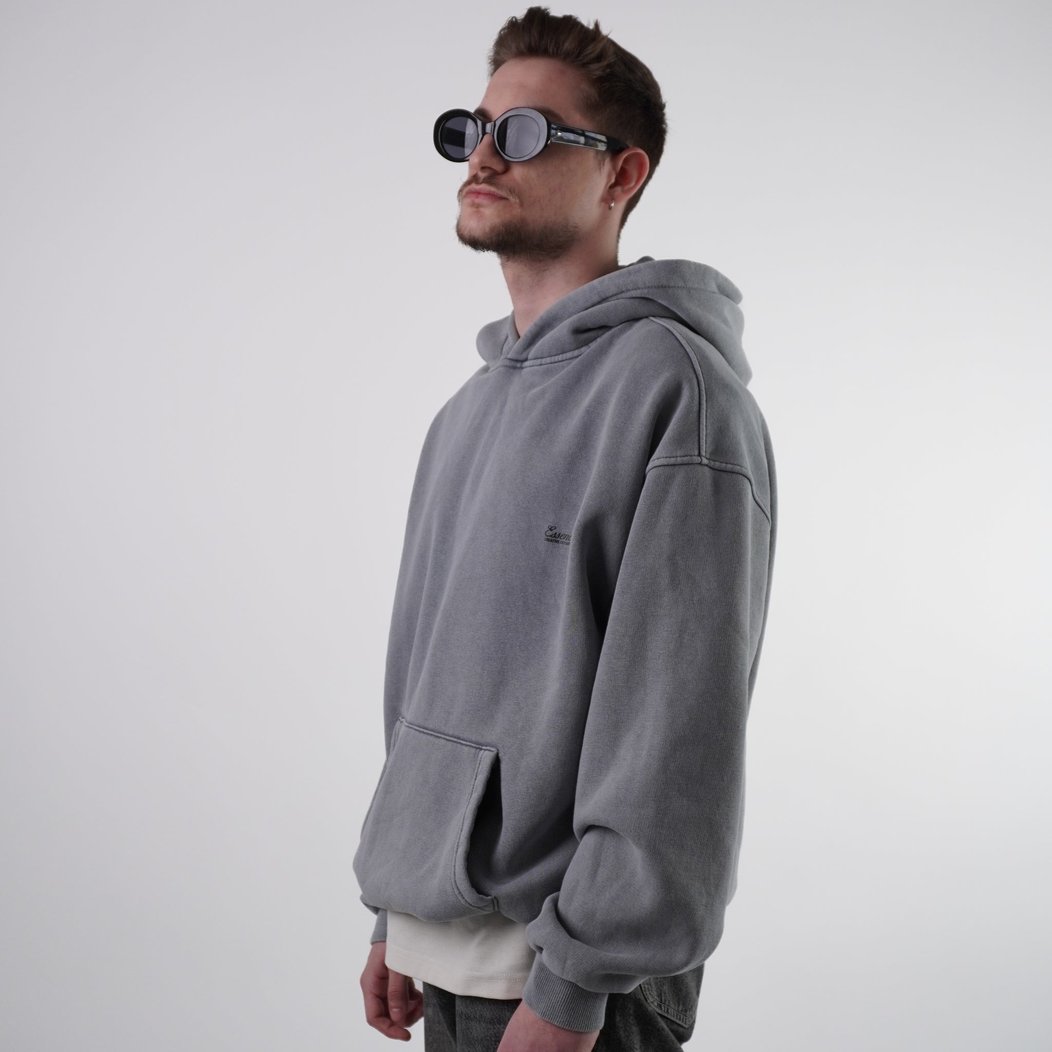 Sprana Bluza z Kapturem Oversize Jasnoszary ESSENCE OF LIFE