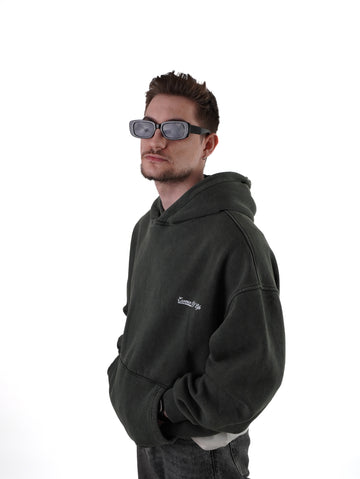 Hoodie Washed Bottle Green ESSENCE OF LIFE