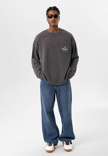Long Sleeve Sweatshirt Washed Dark Grey ATELIER
