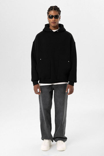 Hoodie Double Pocket Black VAMOS