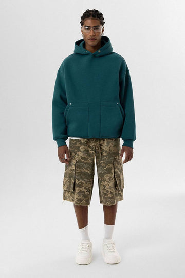 Hoodie Double Pockets Bottle Green VAMOS